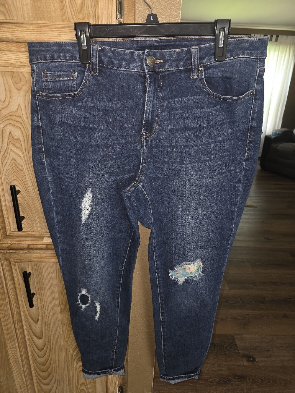 Dark Blue Distressed Women's Jeans